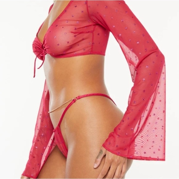 (B10) Savage X Fenty Gift Me More Red A Starry Night sleep top ONLY, Sz XL, NWT - Picture 5 of 14